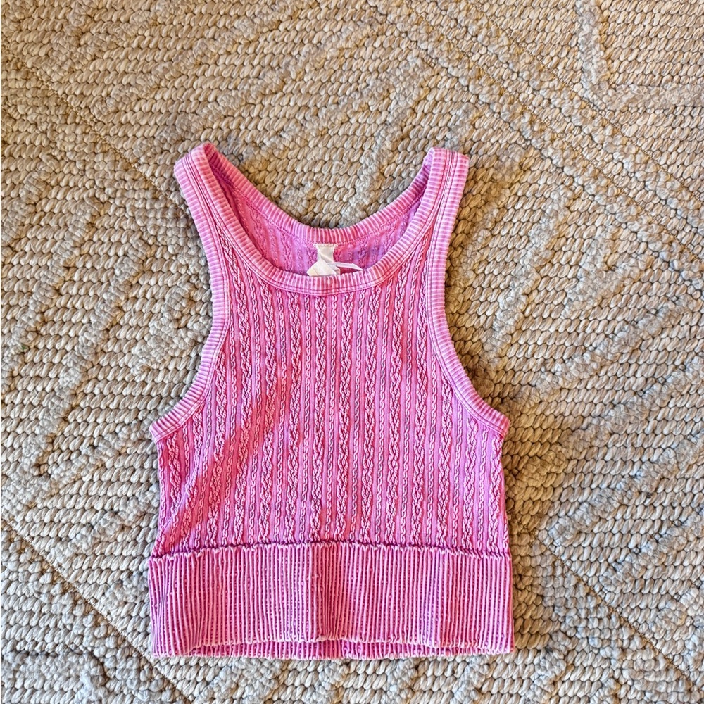 Nikibiki Pink Ribbed Knit Crop Tank